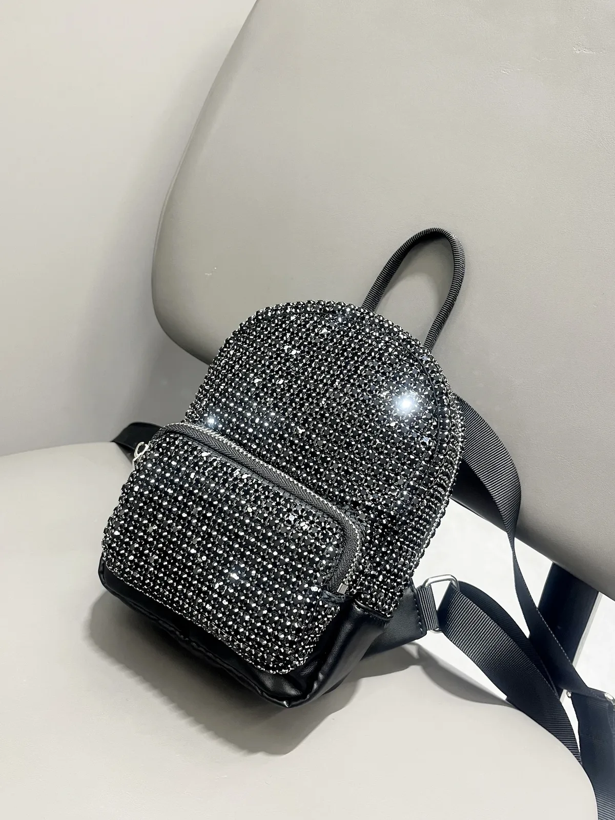 sac à dos en cristal brillant avec biscuits, sacs à main et sacs à main faits à la main, sacs à dos de créateurs de luxe, sac à main
