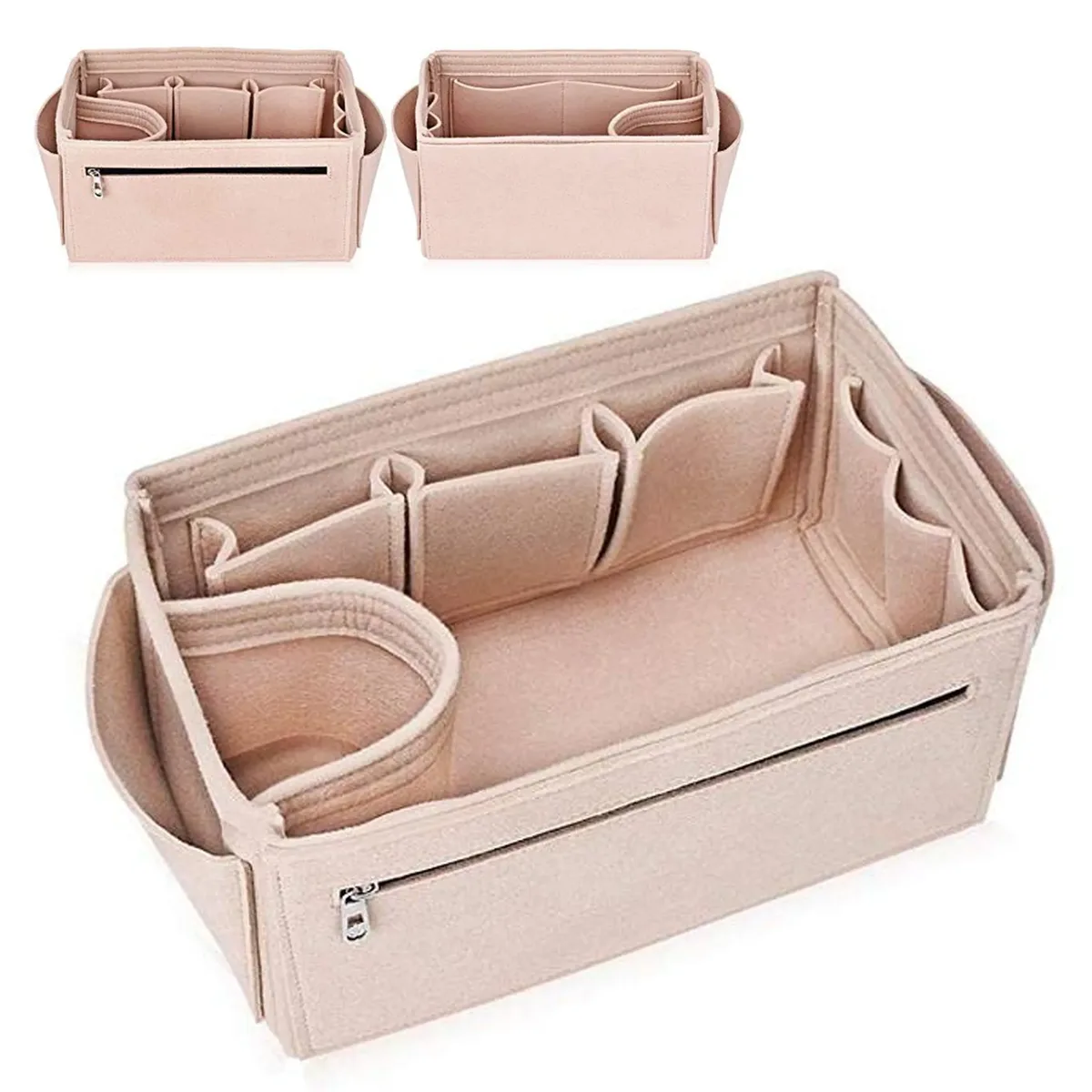 organisateur de maquillage en feutre, insert de sac à main, sac de voyage intérieur, pochettes cosmétiques portables, compatible speedy neverfull