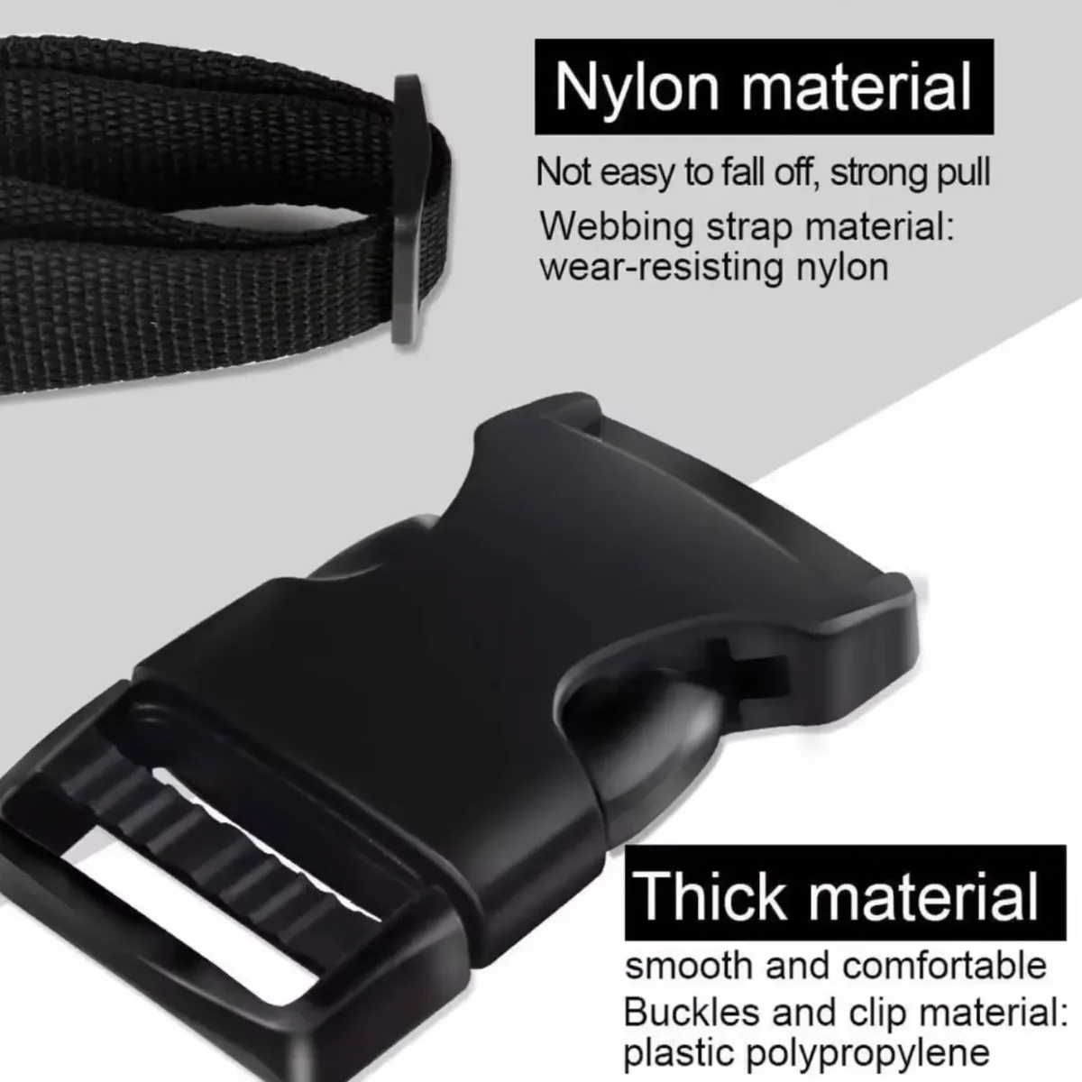 sangle en nylon de 4 m avec 10 boucles à dégagement latéral plates et glissières à trois barrettes pour la fabrication de sangles de bagages et de sacs à dos