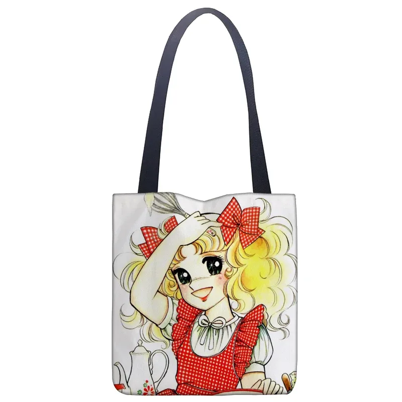 dessin animé bonbons sac à main femmes décontracté lin fourre-tout sous les bras poignée supérieure sac dame shopping sacs de voyage