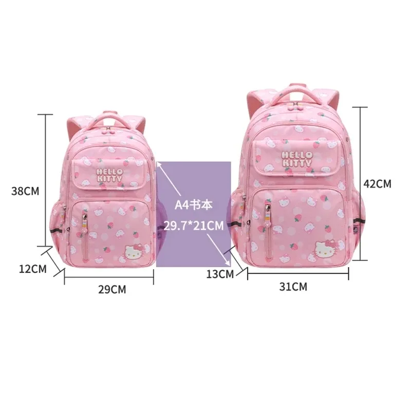 sac à dos scolaire hello kitty 42 mm, motif fraise kuromi, sacs pour soulager le fardeau, protéger la colonne vertébrale, imperméable, pour étudiants