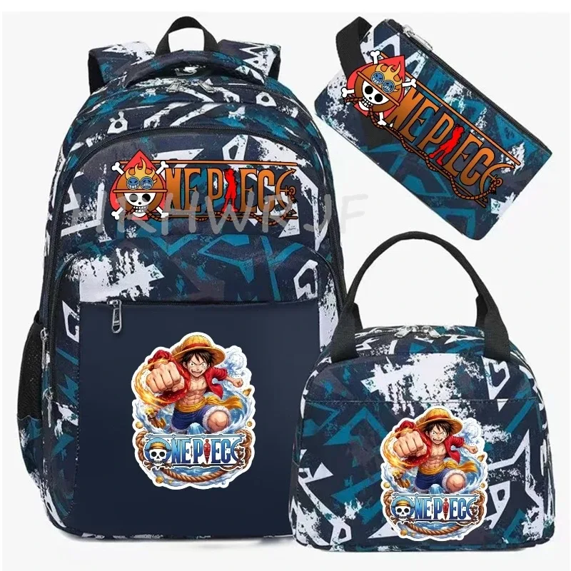 sac à dos one piece monkey d luffy 3 pièces camouflage pour adolescents, sacs d'école pour ordinateur portable, collégiens/lycéens, sacs de voyage en plein air, mochilas