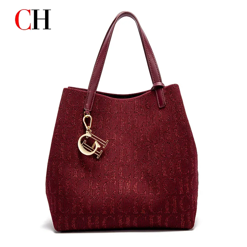 sac à main pour femme ch, grande capacité, simple, pour les trajets quotidiens, polyvalent, couleur unie, design imprimé avec des lettres, sac à bandoulière