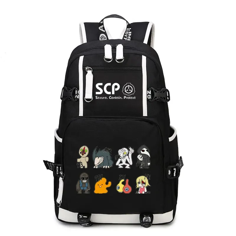 sac à dos scp secure contain protect, cartable noir, sacs d'école de dessin animé, sac à dos de voyage lumineux, sacs initiés par ordinateur portable usb