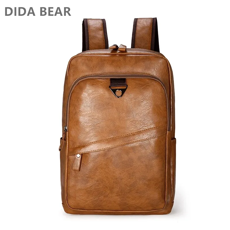 hommes sac à dos en cuir pu sac à dos grands sacs à dos d'ordinateur portable mâle mochilas cartable décontracté pour adolescents garçons sac à dos de haute qualité