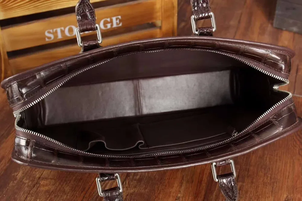 sac d'affaires de luxe en cuir de crocodile véritable pour hommes, porte-documents pour jeunes ordinateurs portables marron noir, livraison gratuite