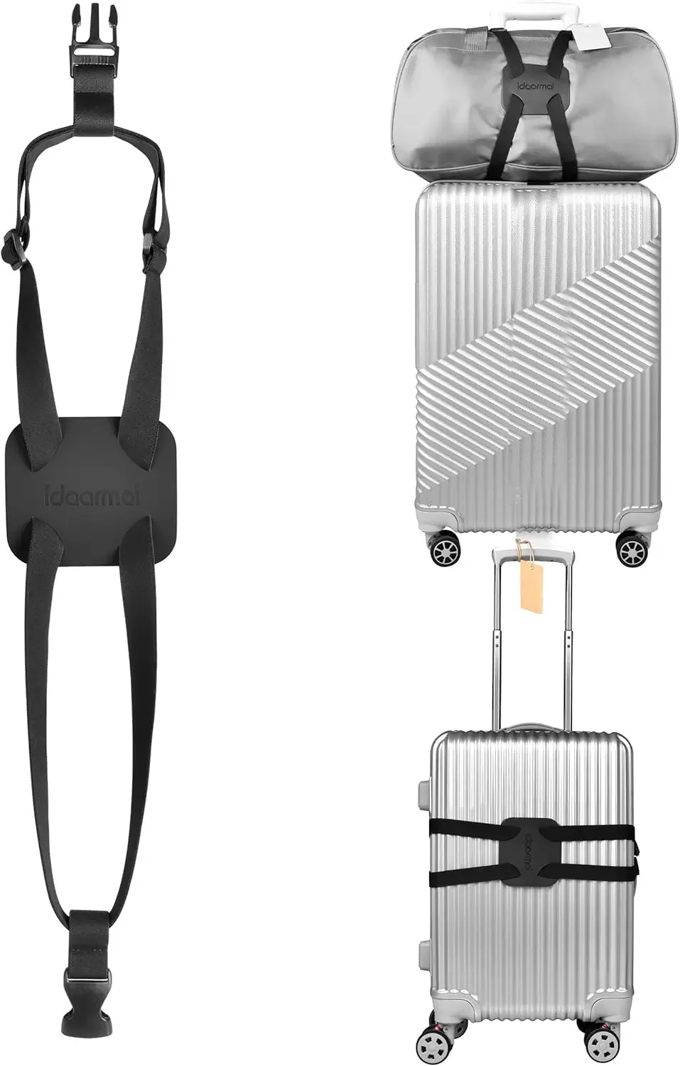 sangles de bagage élastiques, sangle de valise réglable, sangle élastique pour valise facile à fixer – (noir)