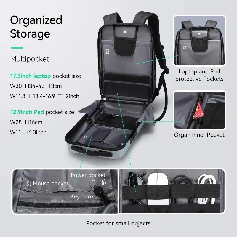 sacs pour ordinateur portable personnalisés antivol en abs mark ryden, avec serrure à code, pour voyages, vélo, moto