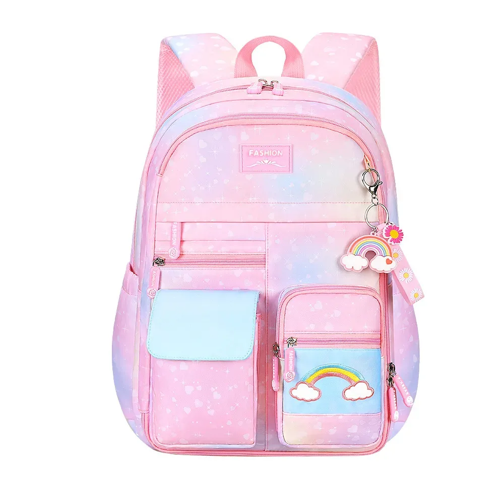 sac à dos scolaire pour filles, 3 pièces/ensemble, avec boîte à lunch et trousse à crayons, pour l'école primaire, le collège et le lycée