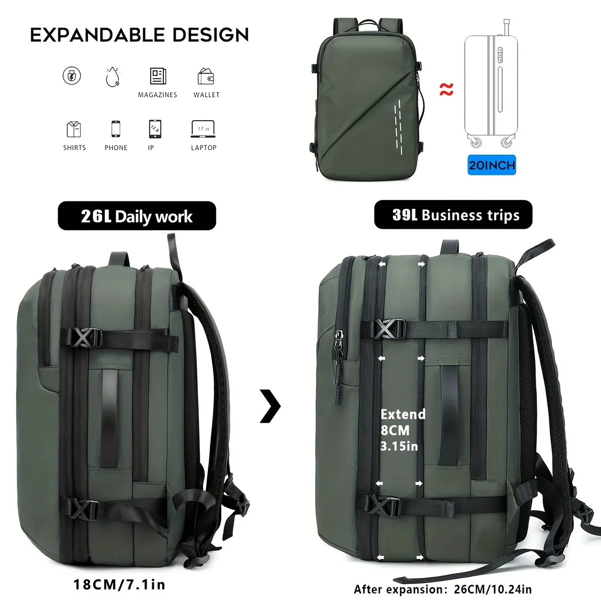 nouveau sac à dos de compression sous vide grande capacité, sac à dos de voyage, sac à dos imperméable pour ordinateur
