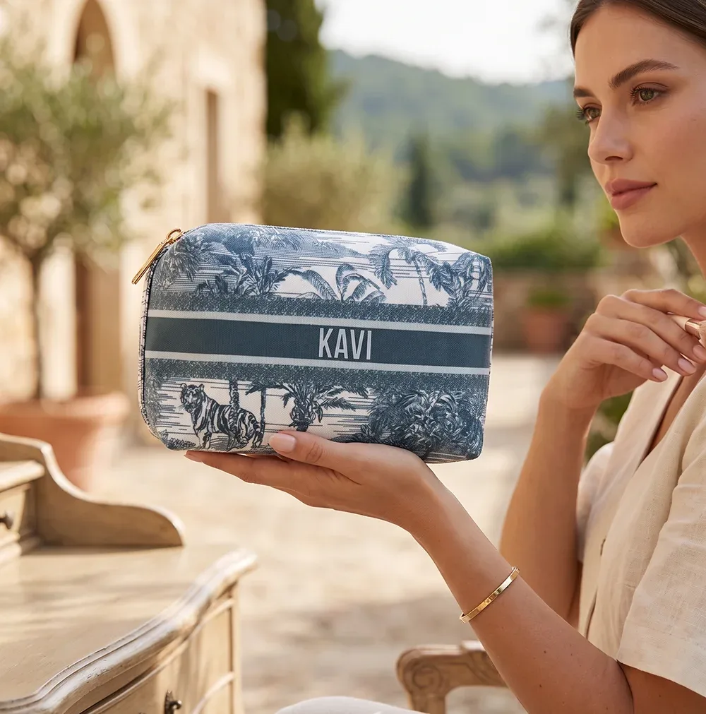 Sac de maquillage personnalisé avec nom imprimé, grande capacité, trousse de toilette pour femmes, sac de rangement, cadeau pour demoiselle d'honneur