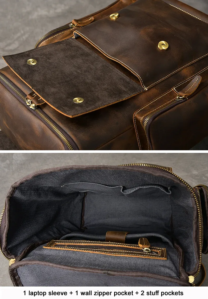 sac à dos vintage en cuir véritable crazy horse pour hommes, sac à dos d'escalade, grand sac à dos de randonnée pour hommes m814