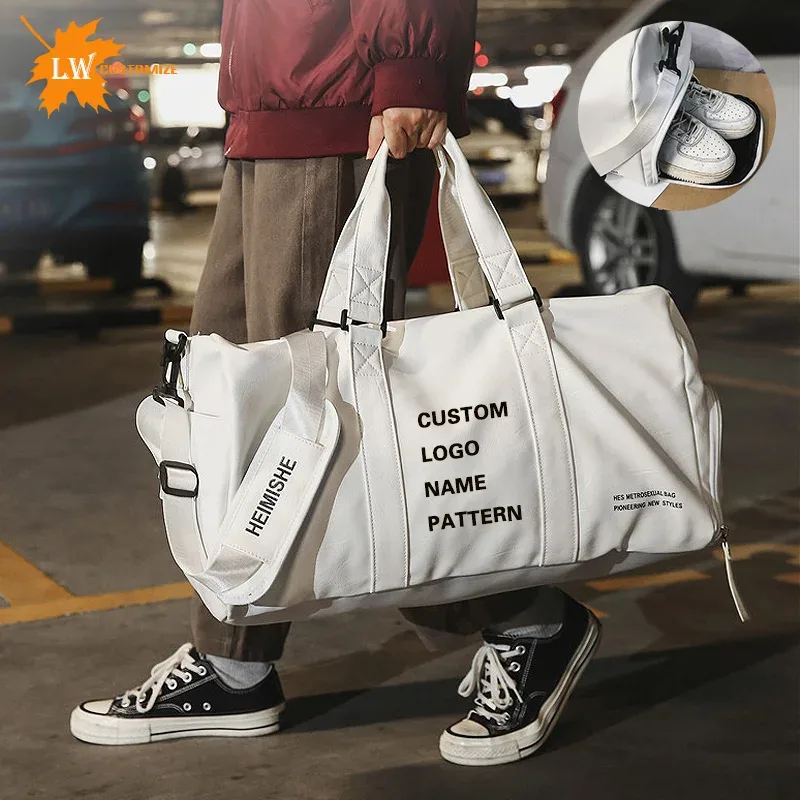 Sac de natation portable en PU pour hommes, sac de voyage, sac de sport, sac de voyage, sac à bagages, logo personnalisé, sacs avec nom imprimé, support et séparation sèche, yoga Fitnes