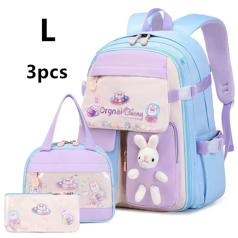 sac à dos adorable en forme de lapin pour adolescentes, cartable mignon de dessin animé pour filles de l'école primaire, sac à dos de voyage en 2 tailles pour les élèves de la 1ère à la 9ème année