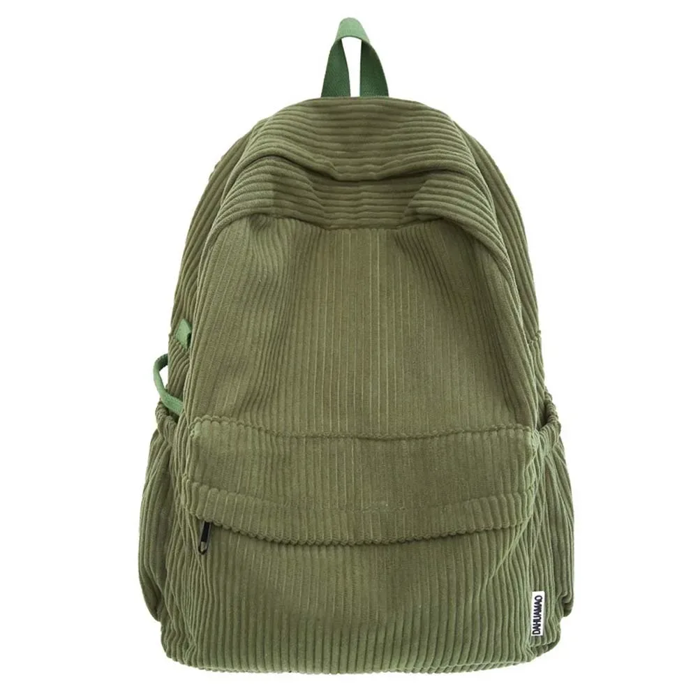 sac à dos léger en velours côtelé, grande capacité, portable, couleur unie, style japonais, réglable, décontracté, pour étudiants