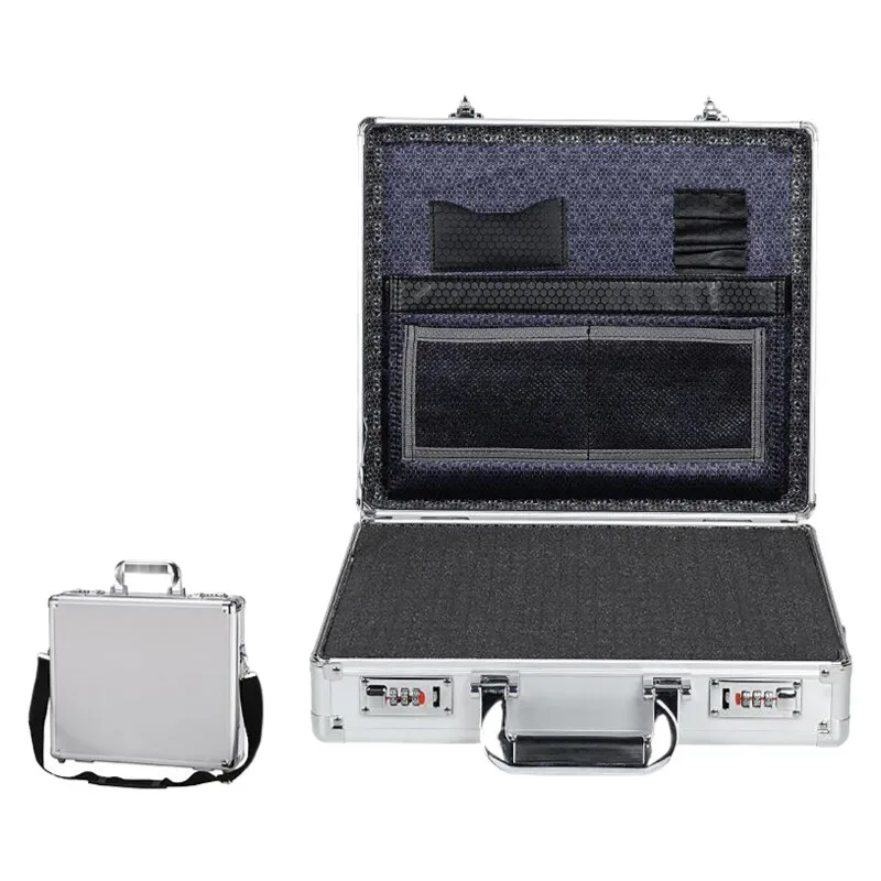 étui pour ordinateur portable verrouillable à cadre en aluminium-porte-documents de sécurité portable coffre-fort avec verrouillage par mot de passe pour fichiers informatiques
