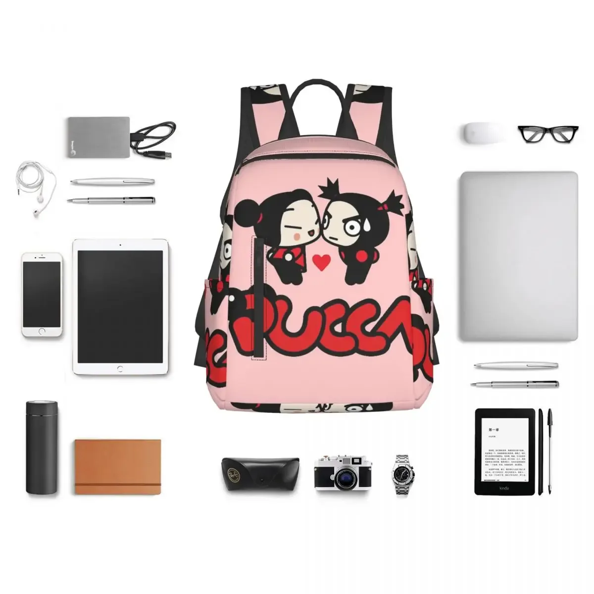 sac à dos d'animation cartoon garu pucca, sac à livres pour étudiants, sac d'école pour enfants, sacs à bandoulière pour ordinateur, pour hommes et femmes