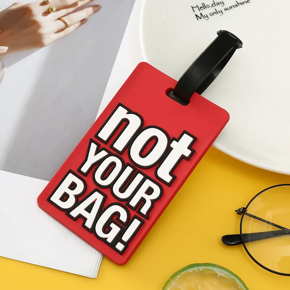 mode lettre créative pas votre sac accessoires de voyage mignons étiquettes de bagages valise style de bande dessinée étiquette de voyage portable en silicone