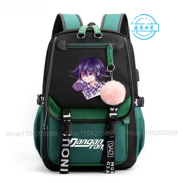 sac à dos danganronpa anime mochila, sac d'école pour étudiants, sac de voyage avec port usb, sacoche décontractée pour ordinateur portable, grand sac messager, cadeau