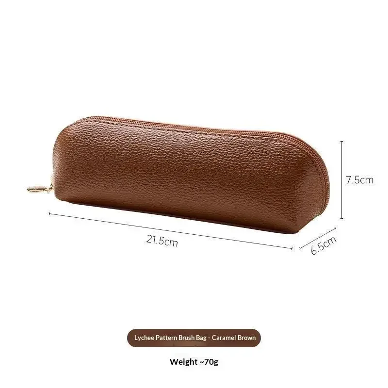 pochette à crayons en cuir pu, fermeture éclair en métal imperméable, organisateur de papeterie léger et durable pour l'école, le bureau, les voyages d'affaires