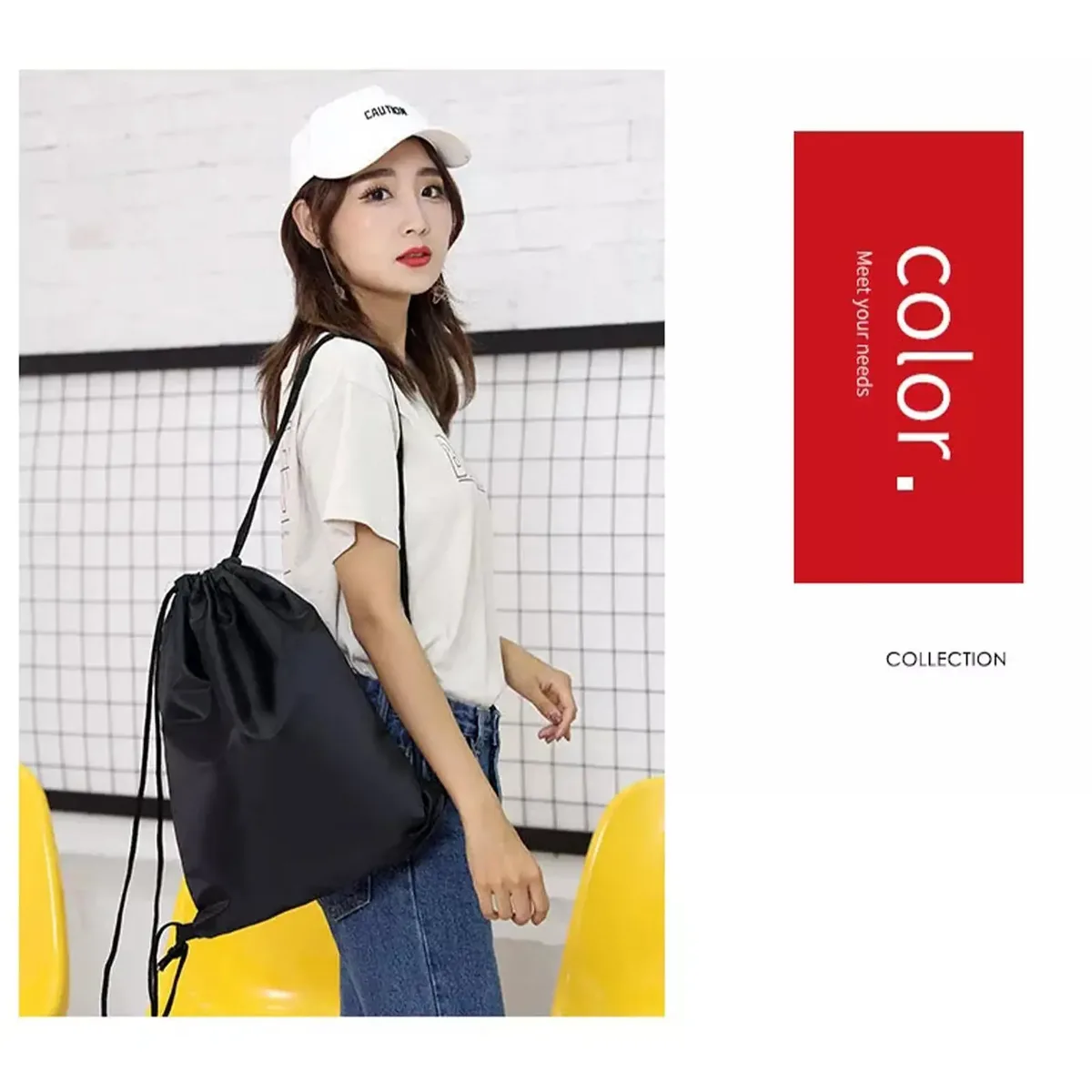 sports de plein air cordon poche basket-ball course casque stockage étanche oxford fitness sac à dos pliant unisexe sac de sport