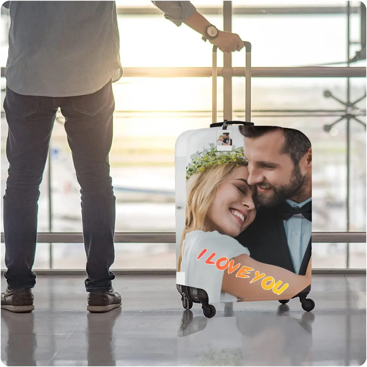 housse de bagage personnalisée 18-32 pouces, protection de valise personnalisée avec nom, photo, texte, housse de voyage élastique double face lavable
