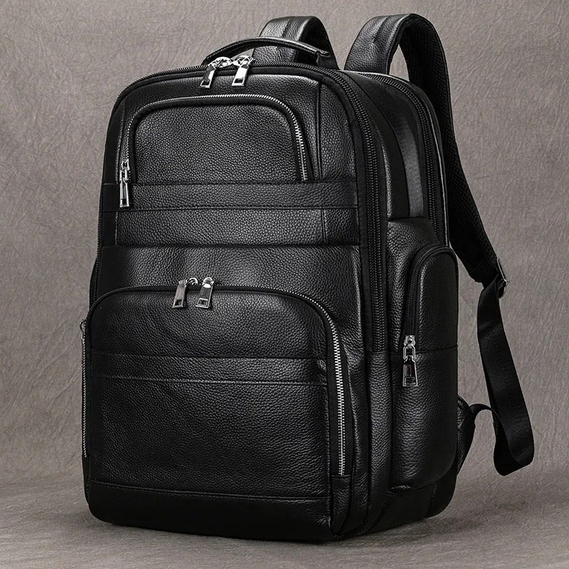 sac de voyage en cuir double couche pour homme, sac pour ordinateur d'affaires, sacs à dos pour ordinateur portable, chargement usb, grande capacité