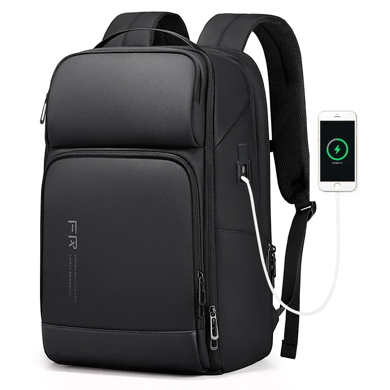fenruien-sacs à dos d'affaires étanches pour hommes, chargement usb, convient pour ordinateur portable 15.6 pouces, voyage, grande capacité, 35l