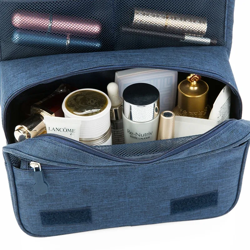 sac à cosmétiques de voyage portable, trousse de toilette étanche de grande capacité avec crochet de suspension pour hommes et femmes, sac de rangement de salle de bain