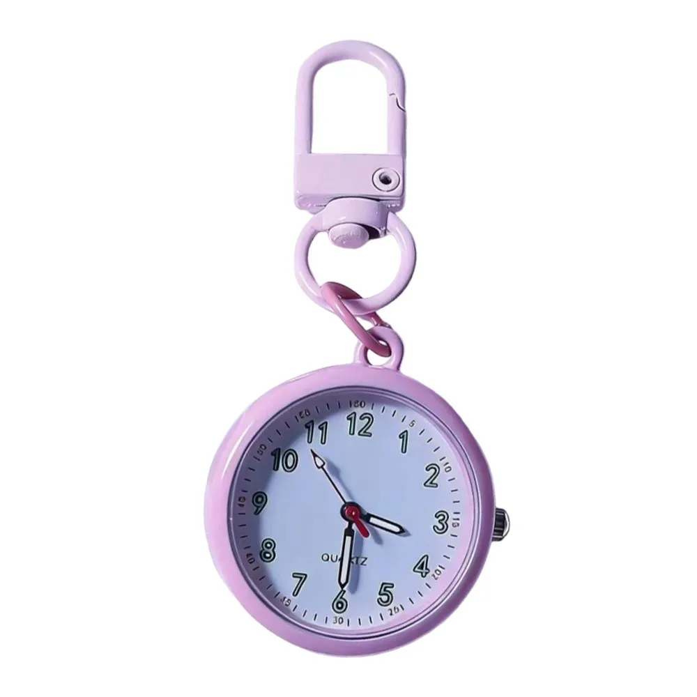 montre d'examen à mouvement silencieux, boîtier en alliage, mini format, montre de poche, design réutilisable, étui en cuir, montre à quartz, décoration pour sac à dos