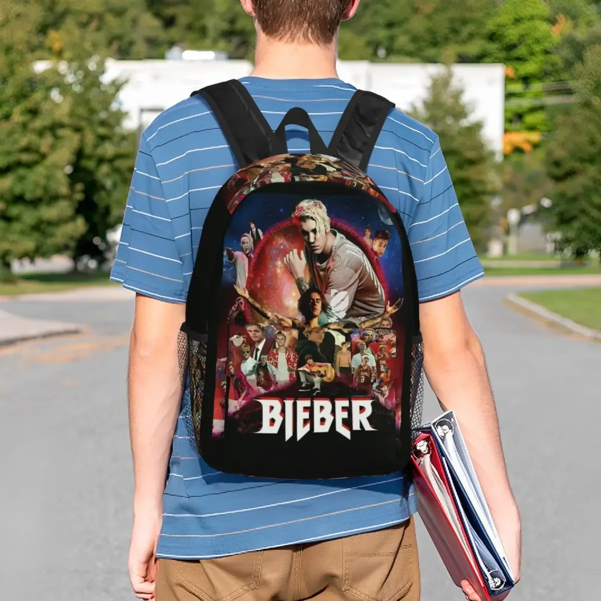 sac à dos justin bieber pour étudiants, garçons et filles, sac d'école pour hommes et femmes, sacs à bandoulière pour ordinateur portable
