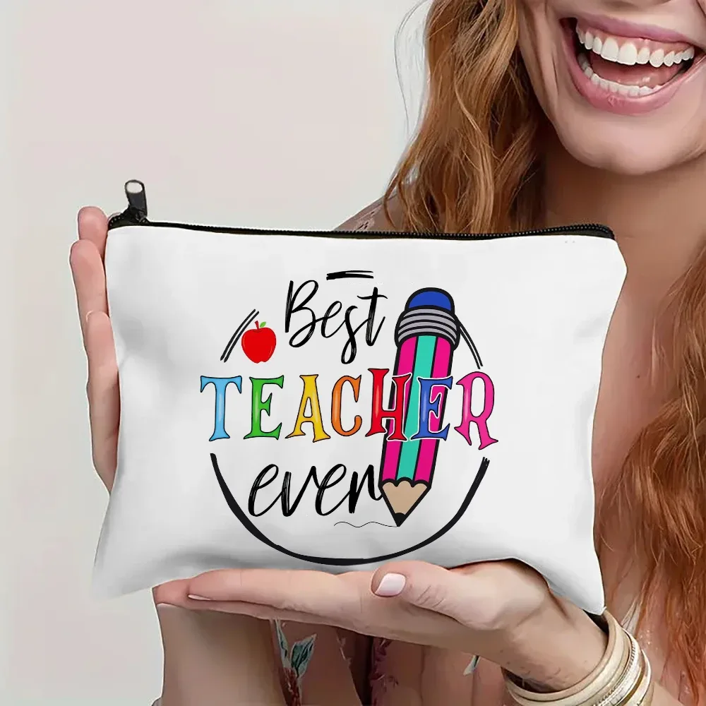 café donnez-moi professeur puissance femmes lin sac cosmétique pochette de maquillage sac à main rouge à lèvres organisateur fête des enseignants meilleurs cadeaux sac à stylos