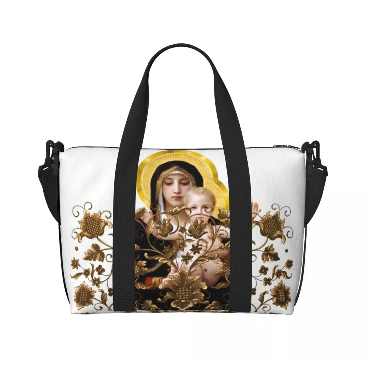 sac fourre-tout personnalisé vierge marie d'élissa upe pour femme, grande capacité, saint catholique du mexique, sacs de voyage pour salle de sport de plage