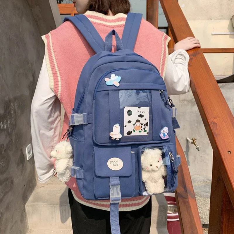 sacs à dos multi-poches pour adolescentes, pour l'école, grande capacité, kawaii