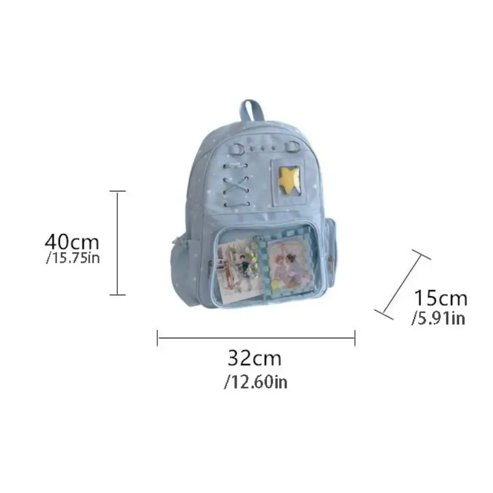 sac à dos transparent à imprimé étoiles, style lolita, itabag transparent, imprimé, avec plusieurs poches, pour usage quotidien.
