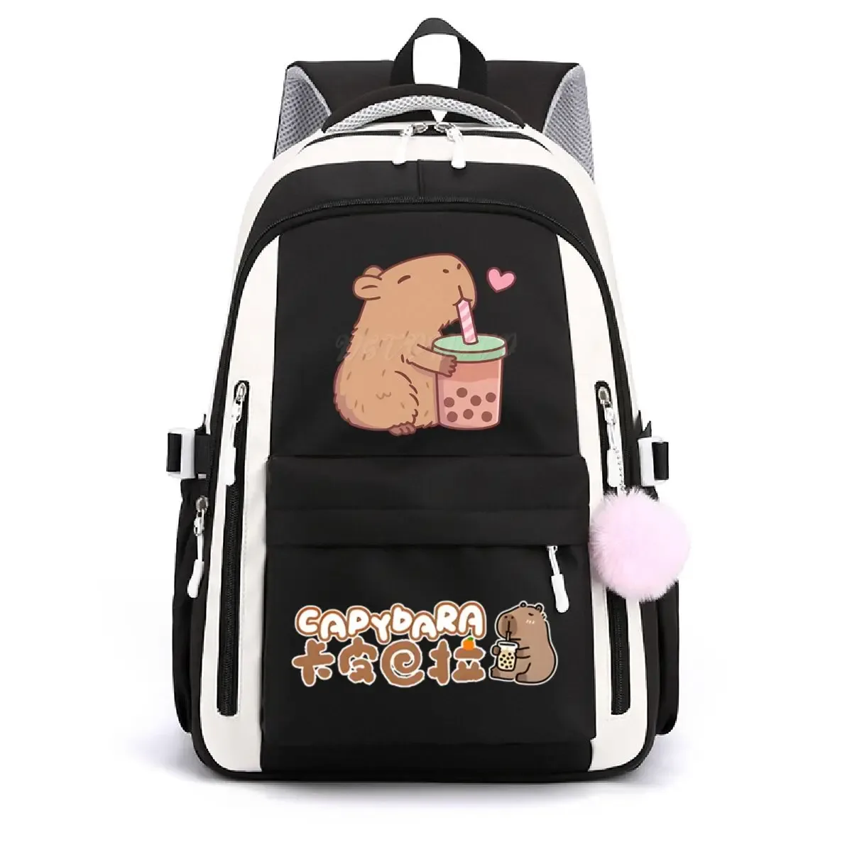 sac à dos d'école pour filles mignon capybara & bubble tea imprimé cartables femmes filles sacs d'école décontractés sac à dos de voyage à la mode
