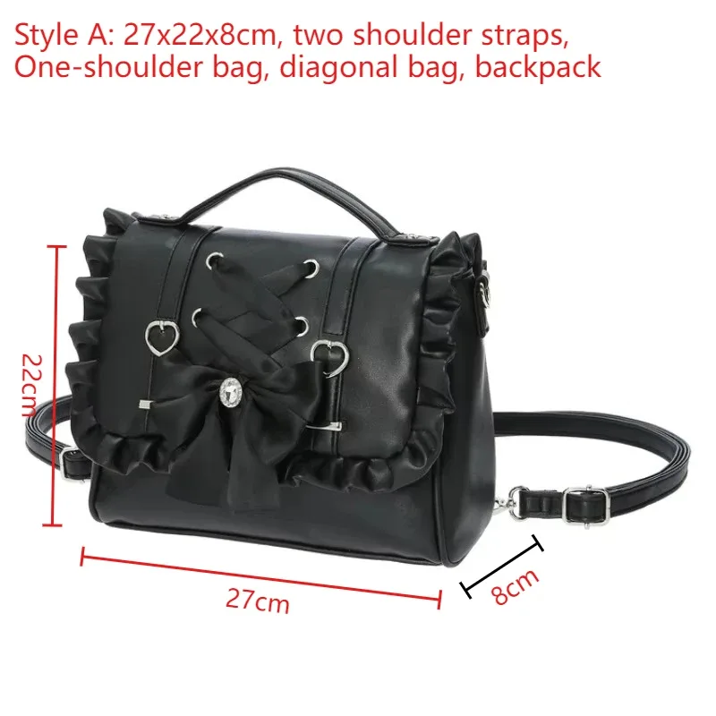 lolita knot femmes bapa sac à main simple épaule bandoulière double sac coréen sle décontracté en cuir pu kawaii sac à dos ita sac