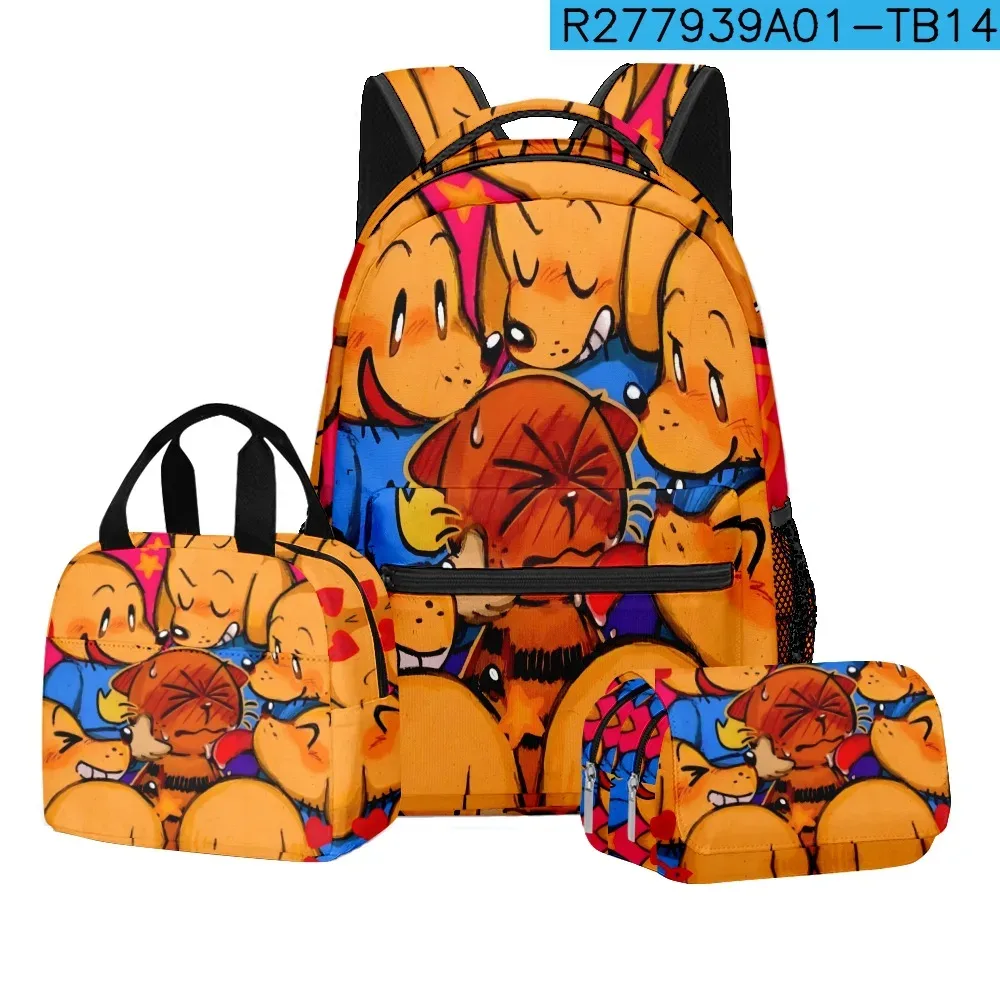 luxe populaire nouveauté dessin animé chien homme 3d imprimé 3 pièces/ensemble étudiant sacs d'école voyage cahier sac à dos sac à déjeuner porte-crayon