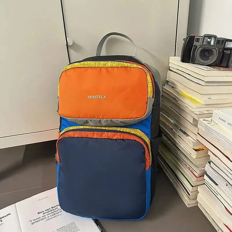 sac à dos de voyage en plein air, mode patchwork écologique, blocage de couleur, polyvalent, ultra-léger, sacs à bandoulière dopamine, nouvelle collection 2025