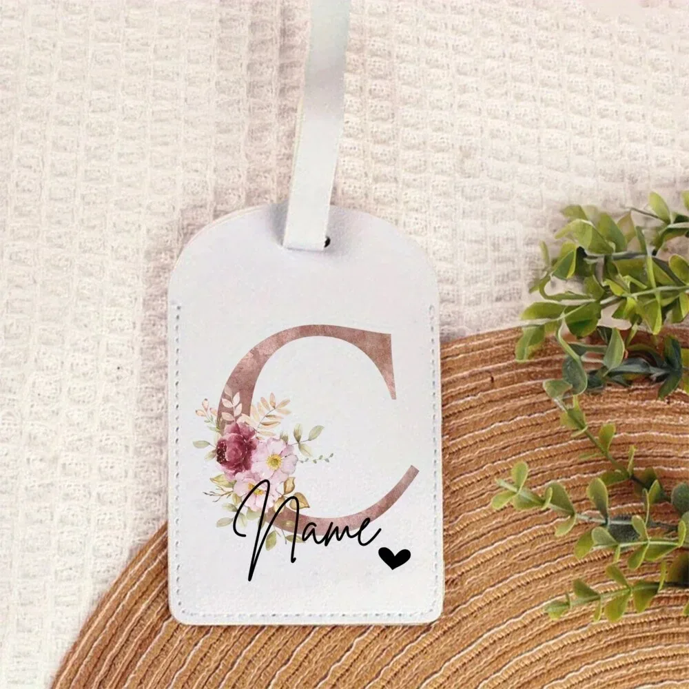 étiquette de bagage personnalisée avec nom |   accessoires de voyage portables personnalisés en pu, avec monogramme imprimé tendance, idéaux pour les fêtes