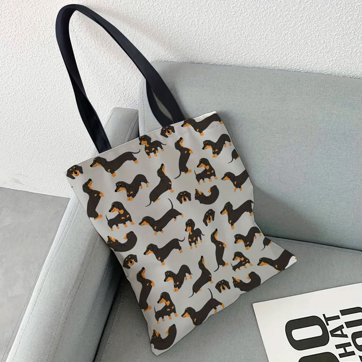 sac fourre-tout spacieux pour femmes, polyvalent pour le travail, motif teckel, pour les courses et les sorties décontractées du week-end, sac à bandoulière