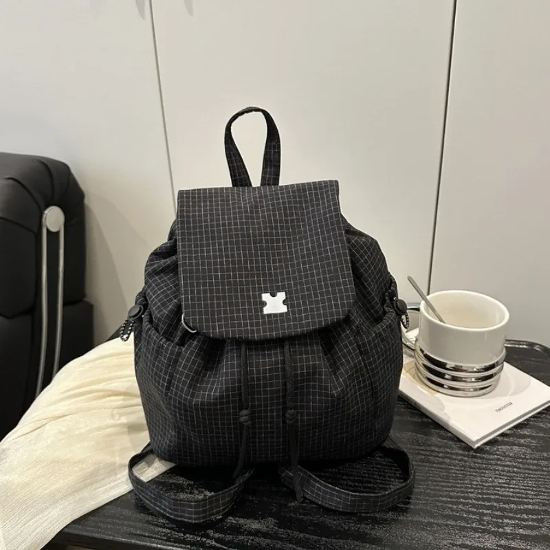 sac à dos à cordon de serrage tendance, petit sac à dos à rabat, sac à bandoulière décontracté avec bretelles réglables, sac à dos mignon pour l'école au quotidien