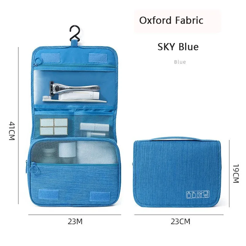 trousse de toilette portable en tissu oxford pour hommes et femmes, organisateur de voyage étanche à suspendre