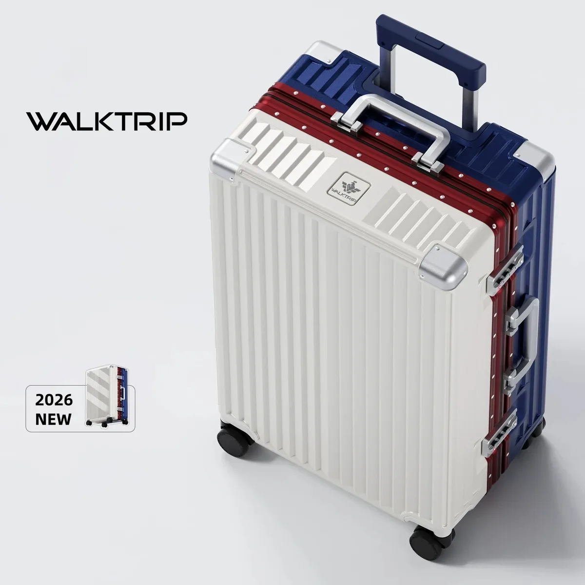 nouvelle valise de luxe 2026 en pc rigide avec cadre en aluminium, serrure tsa, bagage à roulettes pour femme, tailles 20/24/26/28 pouces