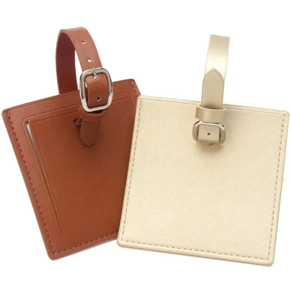 Étiquettes de bagages carrées en cuir, étiquettes de voyage portables universelles avec signature, étiquette d'adresse pour bagages en papier pour hommes et femmes