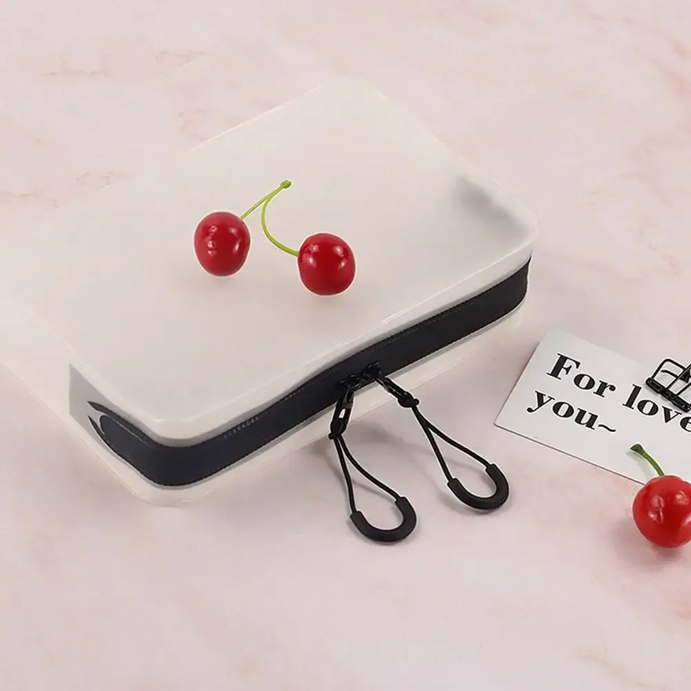 trousse de toilette et de maquillage en tpu mat pour femme, pochette de rangement souple et transparente