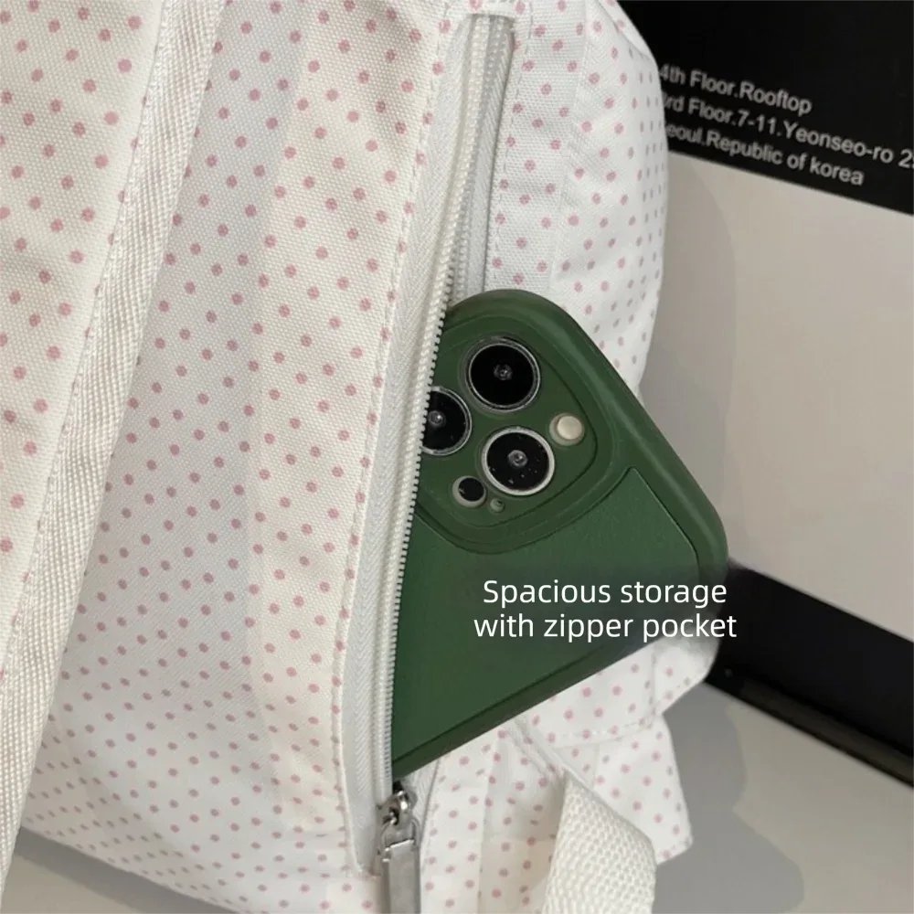 sac à dos à pois tendance, sac d'école multifonctionnel décontracté, sac à bandoulière de grande capacité, sac de voyage