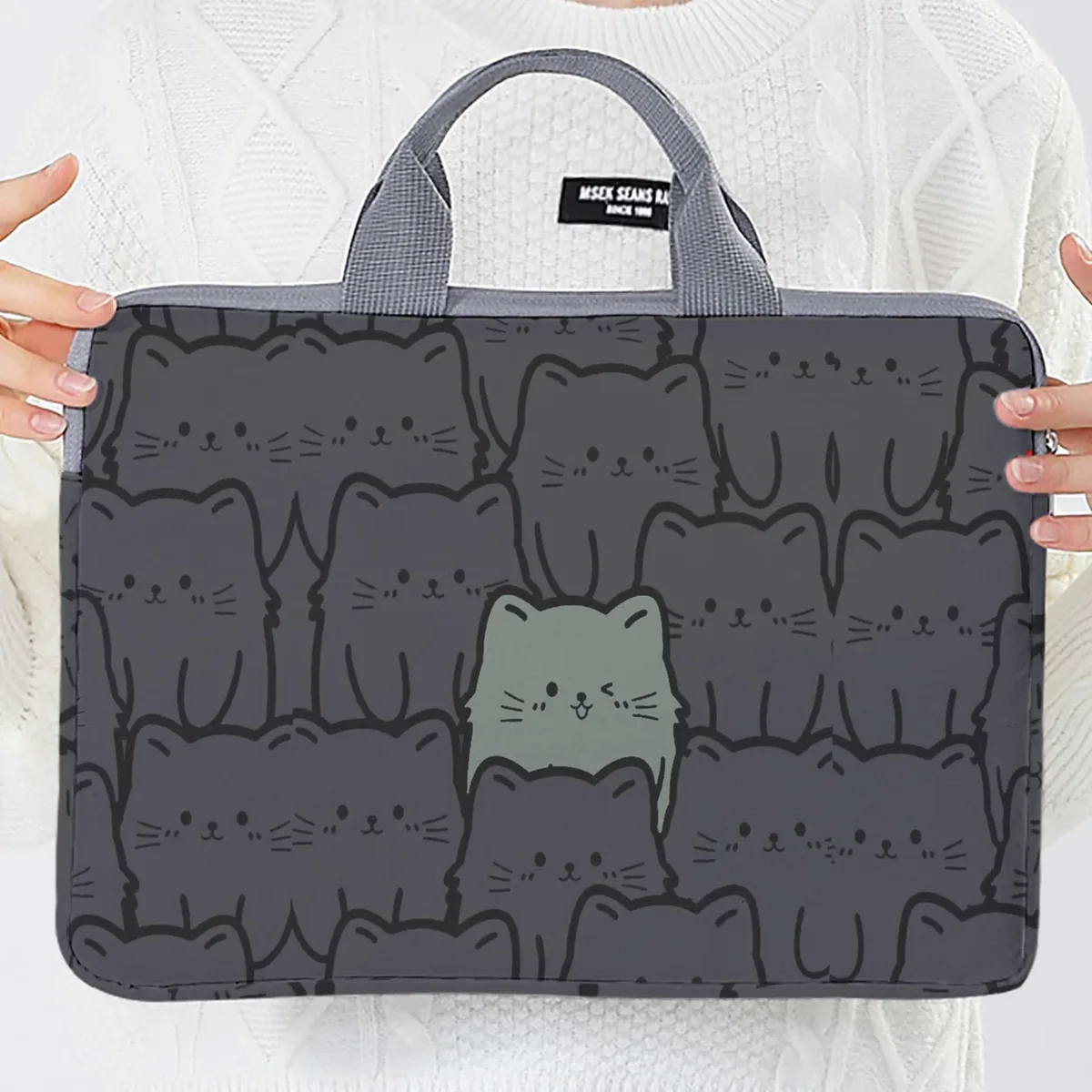 ensemble 1 pièce, sac pour ordinateur portable à motif de chat, mallette, adapté aux ordinateurs portables de 14 pouces, sac pour ordinateur portable fixe