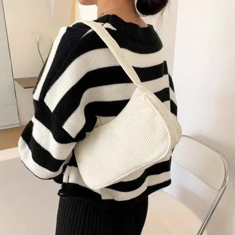 sac sous les bras en velours côtelé pour femmes, sacs à bandoulière décontractés, pochette de shopping sous les aisselles pour téléphone, fermeture éclair, pochette