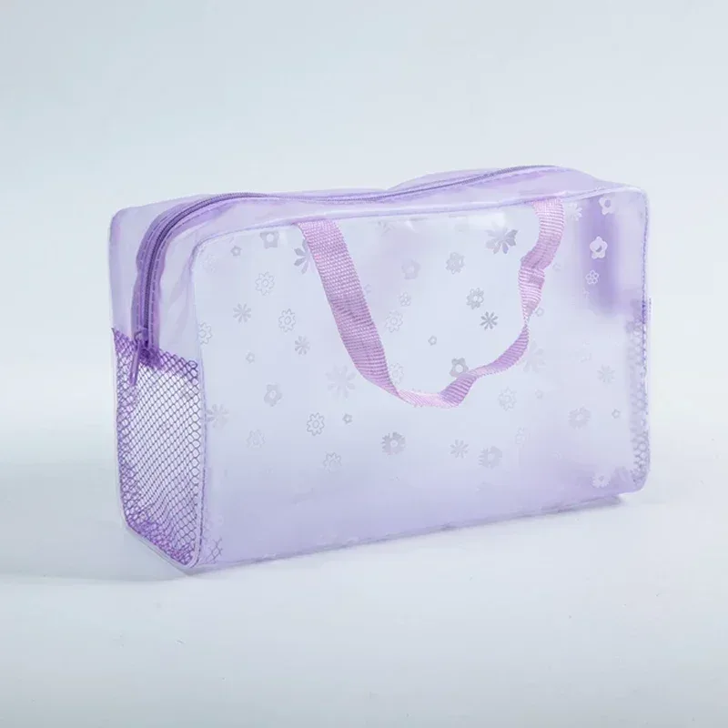 sac à cosmétiques transparent en pvc, 1 pièce, trousse de maquillage transparente pour femmes et filles, trousse de beauté étanche à fermeture éclair, sac à main de voyage, trousse de toilette